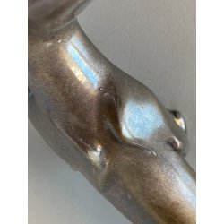 VOLPE STILIZZATA RIVESTITA PUNZONATA  ARGENTO FIORENTINO 990 STILE ART DECò 33cm
