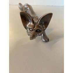 VOLPE STILIZZATA RIVESTITA PUNZONATA  ARGENTO FIORENTINO 990 STILE ART DECò 33cm