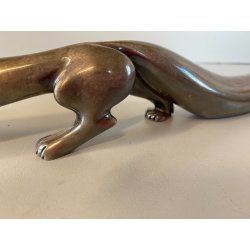 VOLPE STILIZZATA RIVESTITA PUNZONATA  ARGENTO FIORENTINO 990 STILE ART DECò 33cm