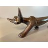 VOLPE STILIZZATA RIVESTITA PUNZONATA  ARGENTO FIORENTINO 990 STILE ART DECò 33cm