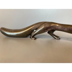 VOLPE STILIZZATA RIVESTITA PUNZONATA  ARGENTO FIORENTINO 990 STILE ART DECò 33cm