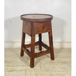 ANTICO TAVOLO LAVORO CALZOLAIO COMODINO LEGNO ABETE METÀ 1900 CASSETTO TAVOLINO