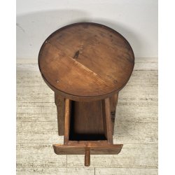 ANTICO TAVOLO LAVORO CALZOLAIO COMODINO LEGNO ABETE METÀ 1900 CASSETTO TAVOLINO