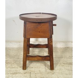 ANTICO TAVOLO LAVORO CALZOLAIO COMODINO LEGNO ABETE METÀ 1900 CASSETTO TAVOLINO
