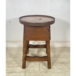 ANTICO TAVOLO LAVORO CALZOLAIO COMODINO LEGNO ABETE METÀ 1900 CASSETTO TAVOLINO