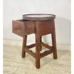 ANTICO TAVOLO LAVORO CALZOLAIO COMODINO LEGNO ABETE METÀ 1900 CASSETTO TAVOLINO