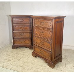 ANTICA COPPIA CASSETTIERA CANTERANO LEGNO NOCE 1800 COMO CREDENZA COMODINO EPOCA