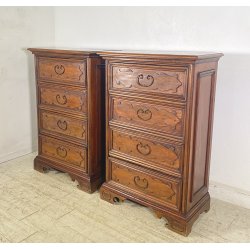 ANTICA COPPIA CASSETTIERA CANTERANO LEGNO NOCE 1800 COMO CREDENZA COMODINO EPOCA