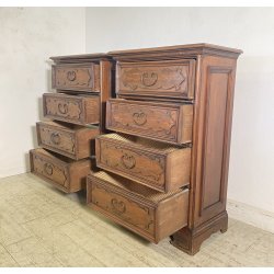 ANTICA COPPIA CASSETTIERA CANTERANO LEGNO NOCE 1800 COMO CREDENZA COMODINO EPOCA