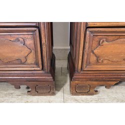 ANTICA COPPIA CASSETTIERA CANTERANO LEGNO NOCE 1800 COMO CREDENZA COMODINO EPOCA