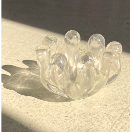 POSACENERE da MANO VETRO MURANO Ercole Barovier IRIDATO COSTOLATO ø 8cm ANNI '40