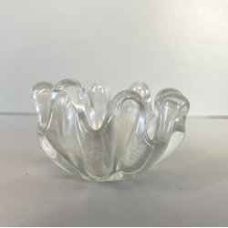 POSACENERE da MANO VETRO MURANO Ercole Barovier IRIDATO COSTOLATO ø 8cm ANNI '40