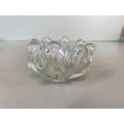 POSACENERE da MANO VETRO MURANO Ercole Barovier IRIDATO COSTOLATO ø 8cm ANNI '40