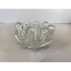 POSACENERE da MANO VETRO MURANO Ercole Barovier IRIDATO COSTOLATO ø 8cm ANNI '40
