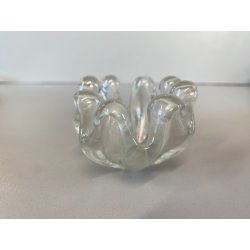 POSACENERE da MANO VETRO MURANO Ercole Barovier IRIDATO COSTOLATO ø 8cm ANNI '40
