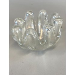 POSACENERE da MANO VETRO MURANO Ercole Barovier IRIDATO COSTOLATO ø 8cm ANNI '40