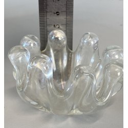 POSACENERE da MANO VETRO MURANO Ercole Barovier IRIDATO COSTOLATO ø 8cm ANNI '40