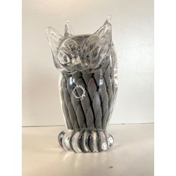 SCULTURA FIGURA CIVETTA GUFO OWL V. Nason VETRO SOMMERSO MURANO 16 cm/h '70