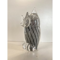 SCULTURA FIGURA CIVETTA GUFO OWL V. Nason VETRO SOMMERSO MURANO 16 cm/h '70