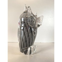 SCULTURA FIGURA CIVETTA GUFO OWL V. Nason VETRO SOMMERSO MURANO 16 cm/h '70