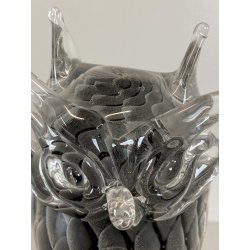 SCULTURA FIGURA CIVETTA GUFO OWL V. Nason VETRO SOMMERSO MURANO 16 cm/h '70