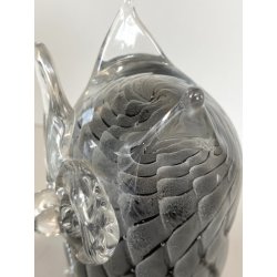 SCULTURA FIGURA CIVETTA GUFO OWL V. Nason VETRO SOMMERSO MURANO 16 cm/h '70