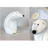 RARA SCULTURA ORSO POLARE La Murrina VETRO MURANO PIENO BIANCO h18cm FIRMATO '70