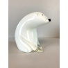 RARA SCULTURA ORSO POLARE La Murrina VETRO MURANO PIENO BIANCO h18cm FIRMATO '70