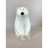 RARA SCULTURA ORSO POLARE La Murrina VETRO MURANO PIENO BIANCO h18cm FIRMATO '70