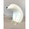 RARA SCULTURA ORSO POLARE La Murrina VETRO MURANO PIENO BIANCO h18cm FIRMATO '70
