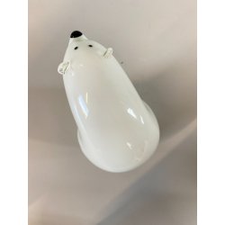 RARA SCULTURA ORSO POLARE La Murrina VETRO MURANO PIENO BIANCO h18cm FIRMATO '70