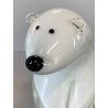 RARA SCULTURA ORSO POLARE La Murrina VETRO MURANO PIENO BIANCO h18cm FIRMATO '70