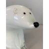 RARA SCULTURA ORSO POLARE La Murrina VETRO MURANO PIENO BIANCO h18cm FIRMATO '70