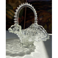 VASO CENTROTAVOLA CESTINO VETRO MURANO Barovier&Toso ROSTRATO SOFFIATO h25cm '50