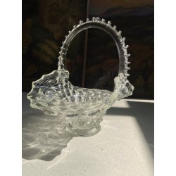 VASO CENTROTAVOLA CESTINO VETRO MURANO Barovier&Toso ROSTRATO SOFFIATO h25cm '50