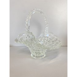 VASO CENTROTAVOLA CESTINO VETRO MURANO Barovier&Toso ROSTRATO SOFFIATO h25cm '50