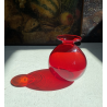 VASO VETRO MURANO SOFFIATO ROSSO RUBINO DESIGN Marcello Furlan '90 FIRMATO h13cm