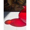 VASO VETRO MURANO SOFFIATO ROSSO RUBINO DESIGN Marcello Furlan '90 FIRMATO h13cm