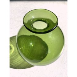 VASO VETRO MURANO SOFFIATO VERDE DESIGN Marcello Furlan '88 FIRMATO H/13cm c.a