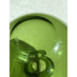 VASO VETRO MURANO SOFFIATO VERDE DESIGN Marcello Furlan '88 FIRMATO H/13cm c.a