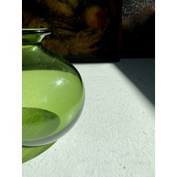 VASO VETRO MURANO SOFFIATO VERDE DESIGN Marcello Furlan '88 FIRMATO H/13cm c.a