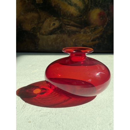 VASO VETRO MURANO SOFFIATO ROSSO RUBINO DESIGN Marcello Furlan '90 FIRMATO H9cm