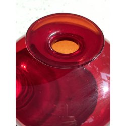 VASO VETRO MURANO SOFFIATO ROSSO RUBINO DESIGN Marcello Furlan '90 FIRMATO H9cm
