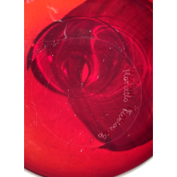 VASO VETRO MURANO SOFFIATO ROSSO RUBINO DESIGN Marcello Furlan '90 FIRMATO H9cm