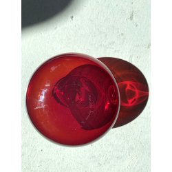 VASO VETRO MURANO SOFFIATO ROSSO RUBINO DESIGN Marcello Furlan '90 FIRMATO H9cm