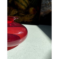 VASO VETRO MURANO SOFFIATO ROSSO RUBINO DESIGN Marcello Furlan '90 FIRMATO H9cm