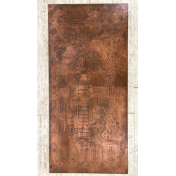 LASTRA RAME G Urso 63 PANNELLO INCISIONE FIGURE ANTROPOMORFE BRUTALISMO 120x57cm