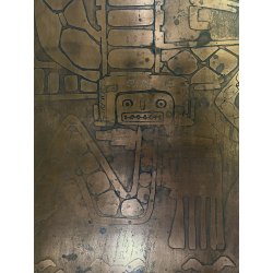 LASTRA RAME G Urso 63 PANNELLO INCISIONE FIGURE ANTROPOMORFE BRUTALISMO 120x57cm