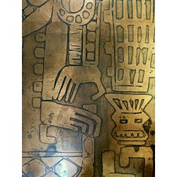 LASTRA RAME G Urso 63 PANNELLO INCISIONE FIGURE ANTROPOMORFE BRUTALISMO 120x57cm