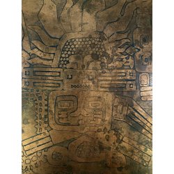LASTRA RAME G Urso 63 PANNELLO INCISIONE FIGURE ANTROPOMORFE BRUTALISMO 120x57cm
